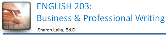 English 203 Business and Professional Writing
